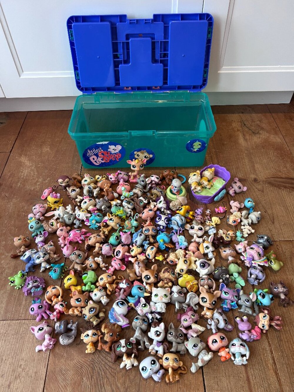 Littlest Pet Shop lot, more than 130, with tacklebox, case, Hasbro, 2005-2007